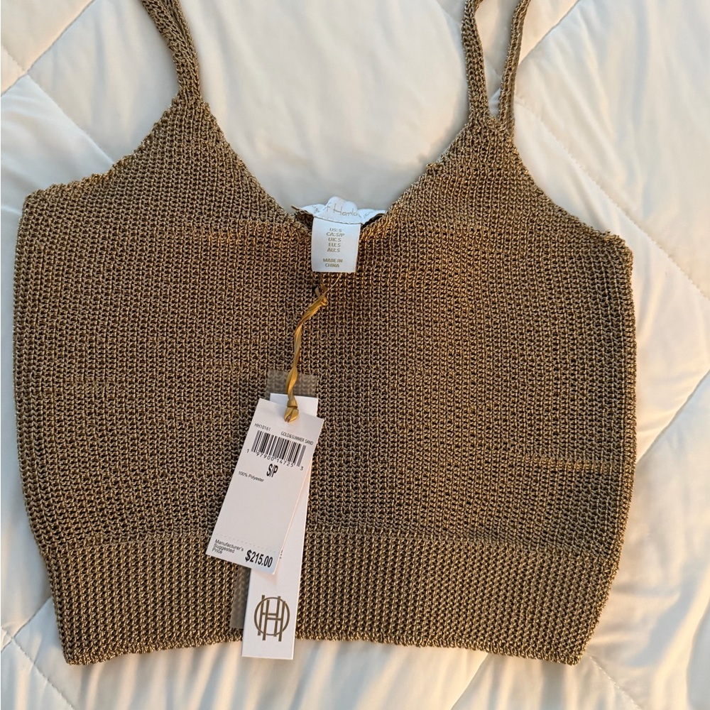 House of Harlow 1960 Tan Knit Crop Top